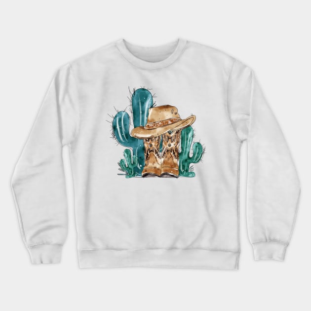 Cowboy hat with boots.Cactus Crewneck Sweatshirt by HJstudioDesigns